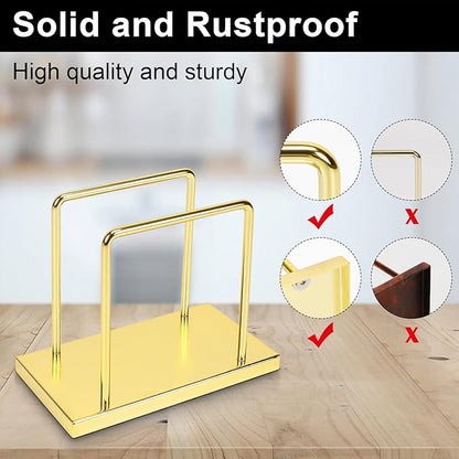 Livabber Napkin Holder, Metal Napkin Storage Modern Freestanding Tissue Paper Dispenser for Table Kitchen Countertop (Metal Base, Gold)