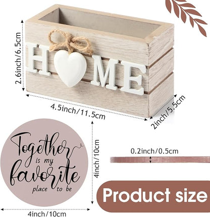 Queekay Coasters Set of 6 House Warming Gifts New Home Wooden Farmhouse Drink - Image 2