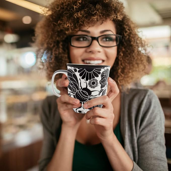 Karma Gifts 14 oz Black and White Boho Mug Bee - Image 6