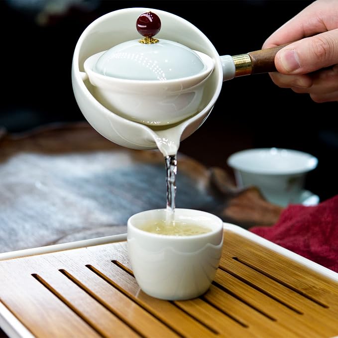 LURRIER Porcelain Chinese Gongfu Tea Set, Portable Teapot Set - Image 5