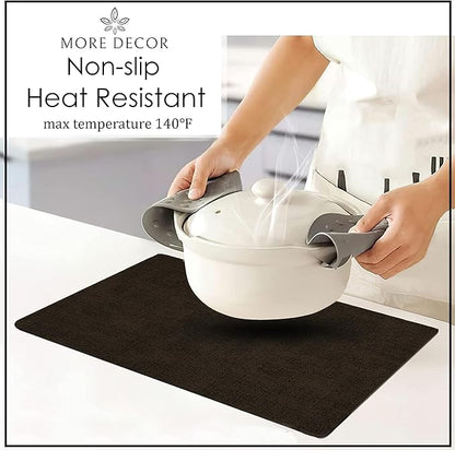 More Décor Faux Leather Placemats Set of 6 for Dining Table – Waterproof, Wipeable, Washable, Stain & Heat Resistant, Non-Slip Table Mats – 12 X 17 Inch, Dark Grey