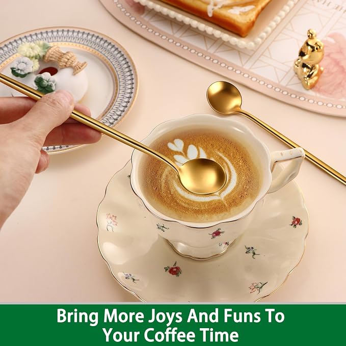 7.95 Inches Matte Gold Stainless Steel Iced Tea Spoons, Long Handle Ice - Image 6
