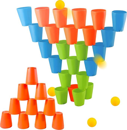 3-in-1 Cup Stacking Set; Toddler to Young Kids Quick Stacking Cups Game; - Image 3