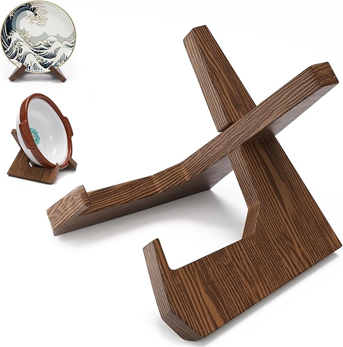 Extra Large Bowl Stands for Display 12 Inch Heavy Duty, Wooden Plate Stand Deep by Aofure
