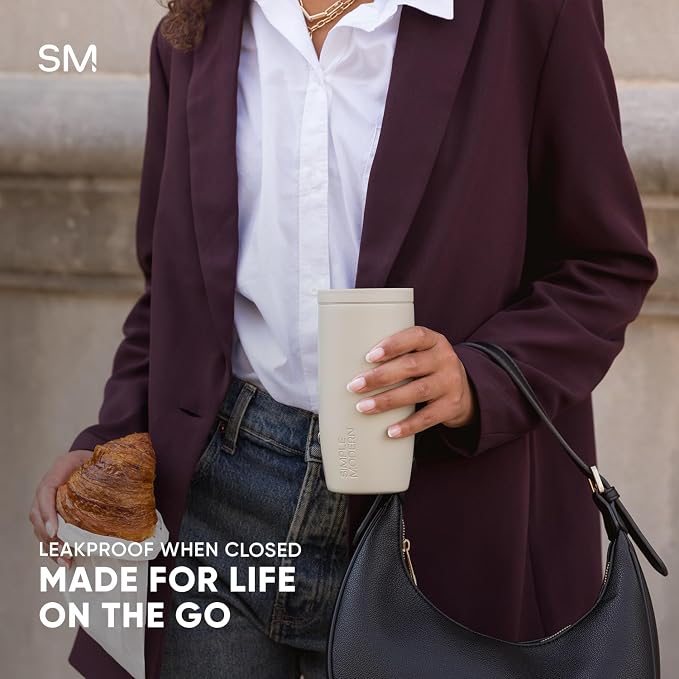 Simple Modern Insulated Travel Coffee Mug 360° Lid | 16oz | Lavender | Voyager - Image 4