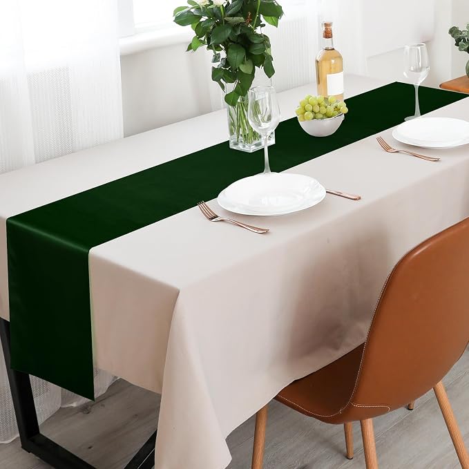 Aneco 12 Pack Satin Table Runner 12 x 108 Inch Forest Green Long Wedding Satin - Image 4