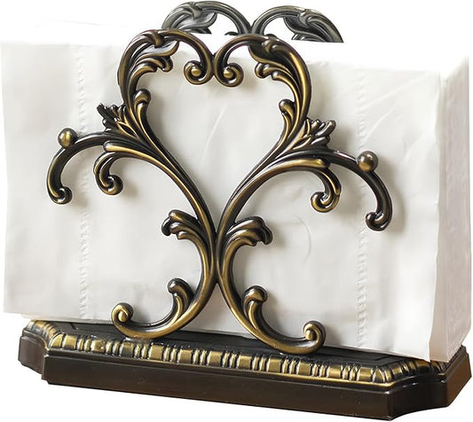 Brass Napkin Holder+50PCS Christmas Napkins Disposable,Gold Napkin Holder,Kitchen Napkin Holders for Paper Napkins, Business Card Holder (Black Napkin holder)