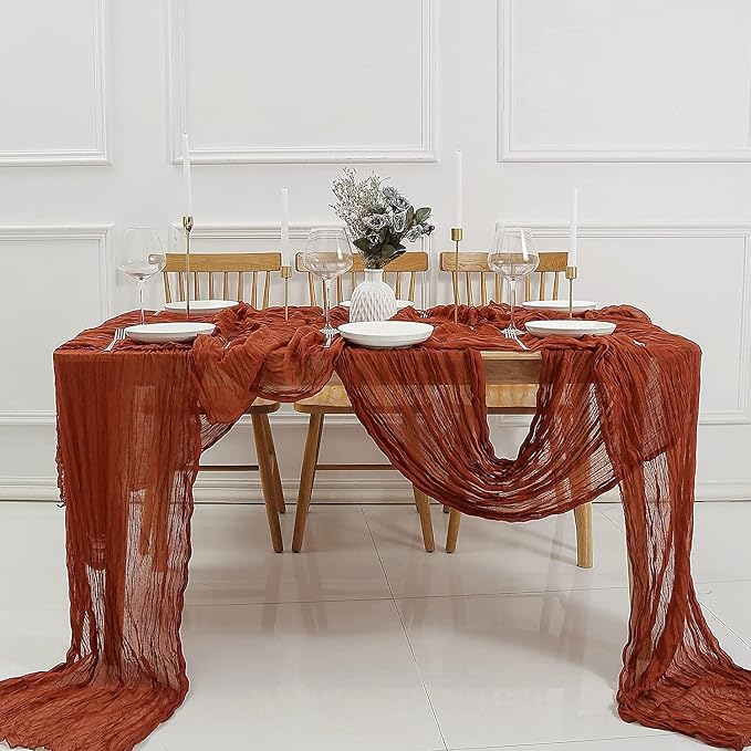 12 Pack Terracotta Cheesecloth Table Runner 10ft Boho Gauze Cheese Cloth Table - Image 4