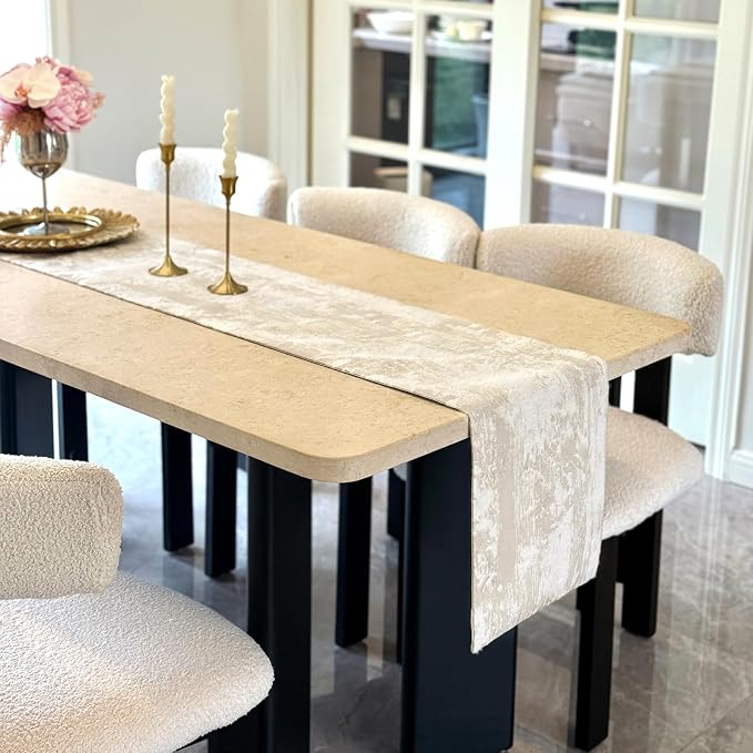 Beige Table Runner, Cotton Polyester Kitchen Dining Table Decoration - Image 2