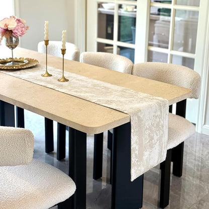 Beige Table Runner, Cotton Polyester Kitchen Dining Table Decoration - Image 2