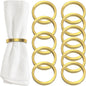 Shiny Gold Napkin Rings Set of 12, Zinc Alloy Circle Style, Modern Cuff Design by Homewear