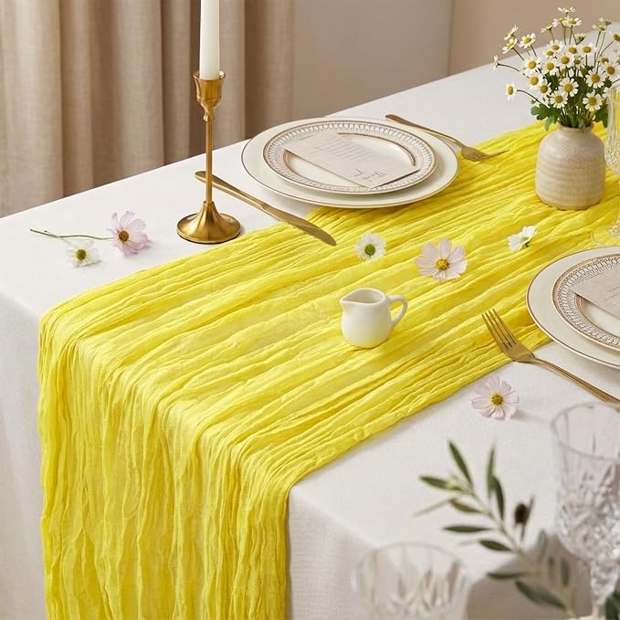 10 Pack Yellow Cheesecloth Table Runner 9FT Cheese Cloth Boho Gauze Fabric - Image 3