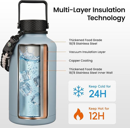 Konokyo 50 oz Insulated Stainless Steel Water Bottle Jug - Image 3