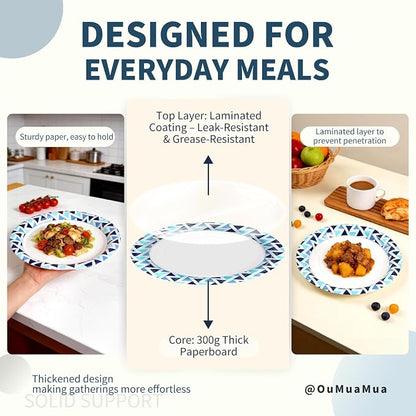 10 Inch Paper Plates, Microwave Safe | Soak Proof & Cut Resistant Bulk Plates - Image 5