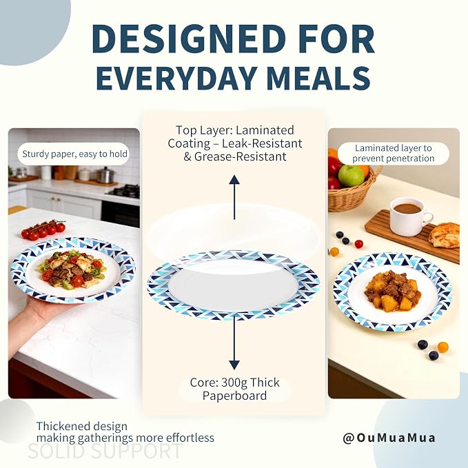 10 Inch Paper Plates, Microwave Safe | Soak Proof & Cut Resistant Bulk Plates - Image 5