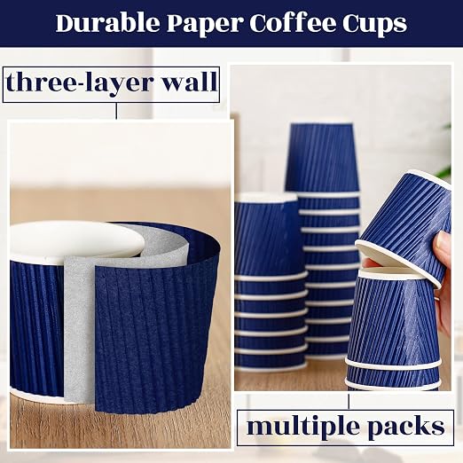 Yaomiao 200 x Disposable Espresso Cups, 4 oz, Corrugated Paper, Heat Resistant - Image 3
