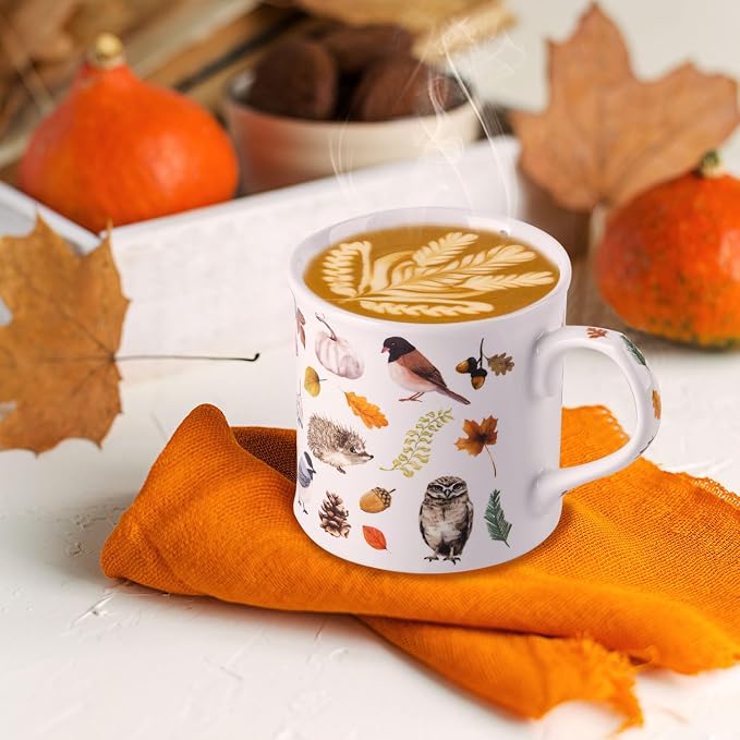 Autumn Animals Coffee Mug, 12 oz New Bone China Mug - Image 2