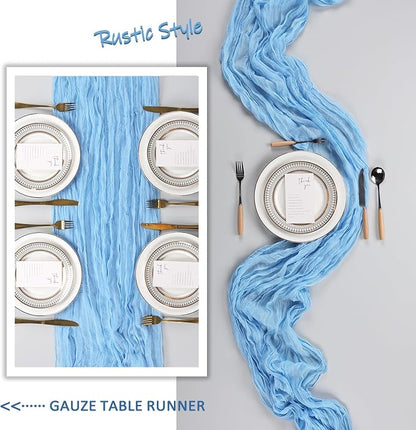 6 Pack Baby Blue Cheesecloth Table Runner 10Ft Gauze Cheese Cloth Table Runner - Image 6