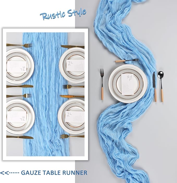 12 Pack Baby Blue Cheesecloth Table Runner 10Ft Gauze Cheese Cloth Table Runner - Image 6