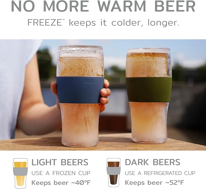 HOST Freeze Beer Glasses, 16 ounce Freezer Gel Chiller Double Wall Plastic - Image 2