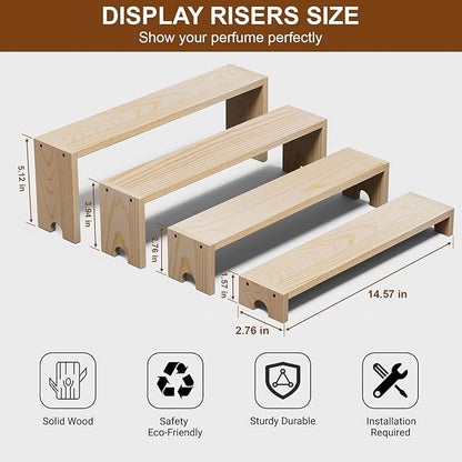 14 Inch Large Wooden Tiered Riser Display Stands, 2 Set Stackable Wooden Cupcake Stand Dessert Table Display Set,Tiered Shelf Organizer,Display Stands Shelf,Vendor Booth Display Items for Vendor Events（Natural Wood Color）