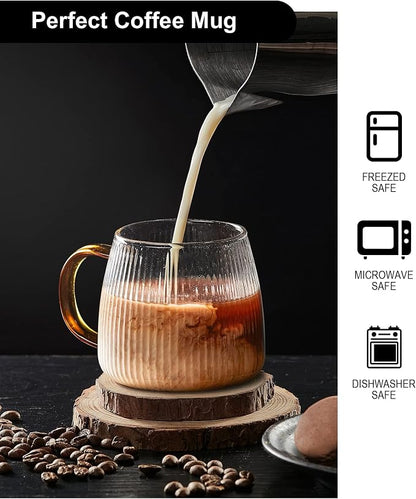 Premium Unique Glass Coffee Mugs Set of 2 Fancy Cups - Image 5
