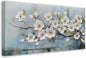 Anolyfi White Textured Flowers Wall Art for Living Room Canvas Wall Decor, Modern Elegant Landscape Wall Art for Dining Room Hallway Office Home 48"x24"