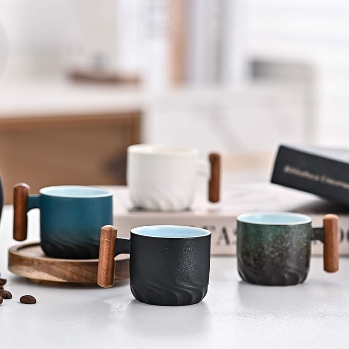 Zurucily 2 oz Espresso Cups Set of 2, Ceramic Espresso Cups - Image 2