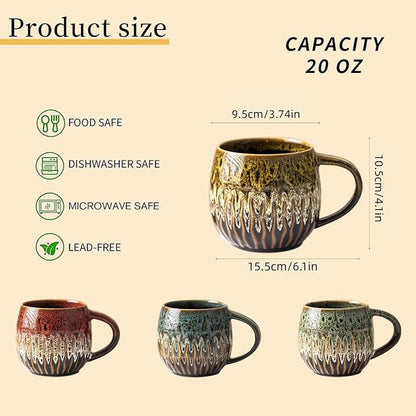 20oz Large Ceramic Coffee Mug, Microwave Safe, Dishwasher Safe - Image 2