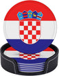 6 Pack Croatian Flag Leather Coaster by GTEVUTS