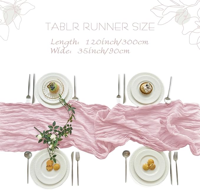 IVAPUPU Pink Table Runner 120 Inches - Image 4