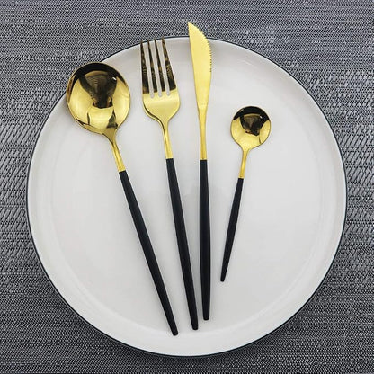 JASHII Black GoldSilverware Set, 20-Piece Stainless Steel Flatware - Image 4