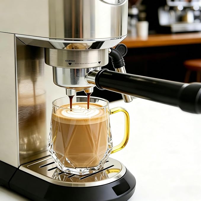 Glass Coffee Mugs with Gold Handle, 12 oz / 350 ml, Heat Resistant, Cappuccino - Image 5