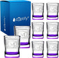 Personalized Square Shot Glasses Set of 8 Purple Bottom 2oz Engraved Initial and Name Custom Gifts, Weddings, Birthdays, Party, Event, Decorations
