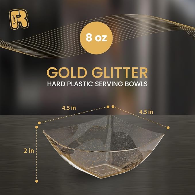 R-kay 6 Pack Gold Small Plastic Serving Bowls 8 oz - Image 3