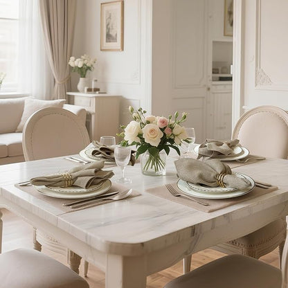BALCONY & FALCON Cloth Napkins Set of 6 Washable Linen Napkins Absorbent Wrinkle-Free Fabric Napkins Bulk for Dinner Wedding Party Easter Thanksgiving Christmas Banquet (Beige 17.7"x17.7")