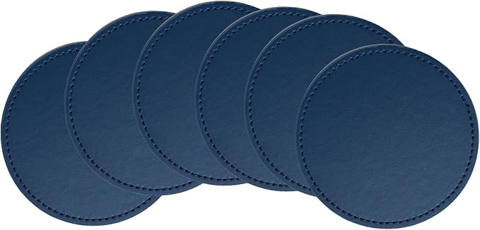 Set of 6 Leather Coasters, Round Coasters - Image 5
