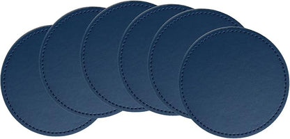 Set of 6 Leather Coasters, Round Coasters - Image 5