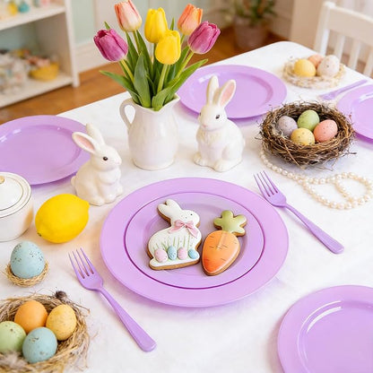 KIRE 150 PCS Purple Plastic Plates - Image 2