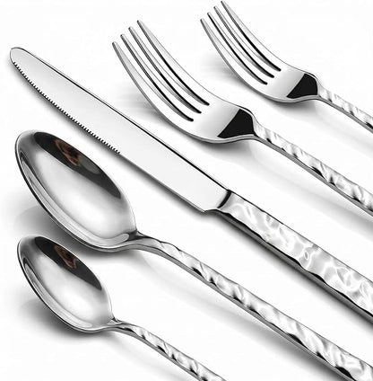 NICE KITCHEN Silverware Set, 40 Piece Heavy Duty Silverware Cutlery Sets | by Nice+Kitchen