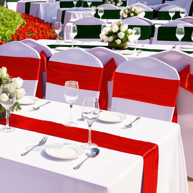 Aneco 16 Pack Christmas Satin Table Runner 12 x 108 Inch Xmas Red - Image 5