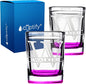 Personalized Glasses Set of 2 Initial and Name 2oz Pink Bottom Etched Square Shot Glass Engraved with Custom Text Birthday or Christmas Gift for Women