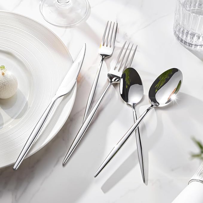 18/10 Silverware Set for 8, 40 Piece Stainless Steel Flatware Cutlery Set | - Image 6