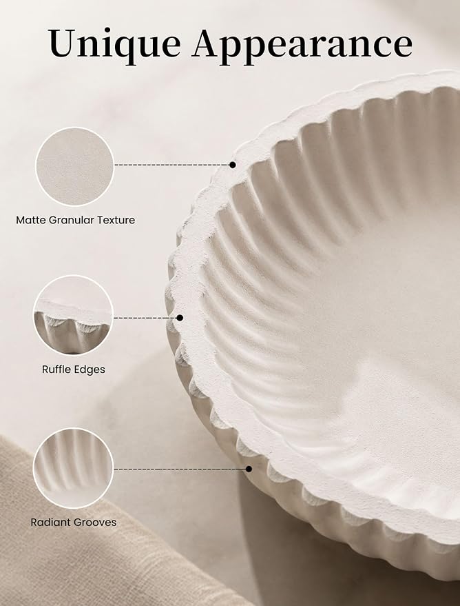 Hanobe Modern Decorative Key Bowl, 10-inch Fluted Design Coffee Table Decor | - Image 4