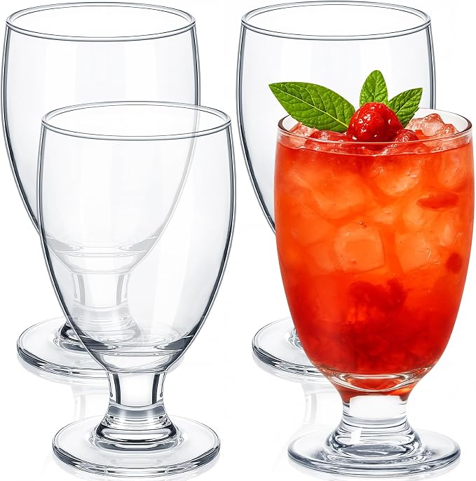 Patelai Set of 4 Water Goblet, 10.5 oz Clear Drinking Glasses Bulk Dishwasher by Patelai
