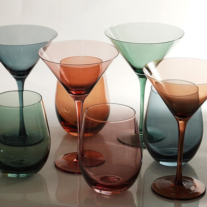 Colored Stemless Wine Glasses for Red or White Wine (Set of 2), 18-Ounces, Large Wine Glasses for Cabernet, Pinot Noir, Burgundy, Bordeaux (Blue&Orange O Wineglass Set of 2)