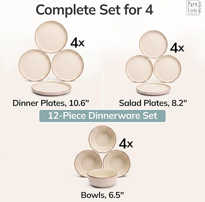 12 Piece Stoneware Dinnerware Set - Image 6