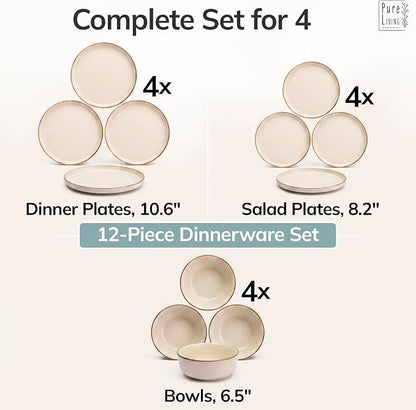 12 Piece Stoneware Dinnerware Set - Image 6