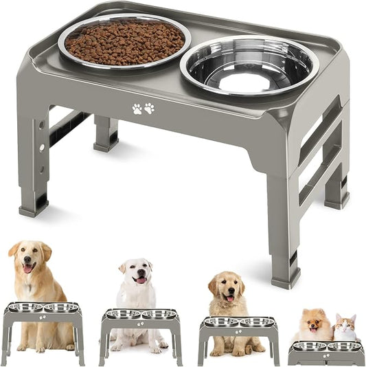 Elevated Bowls, 4 Height Adjustable Raised Stand by COMESOON