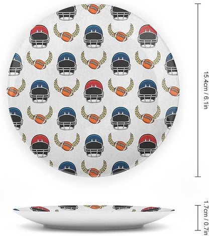 Ceramic Display Plate, American Football Ceramic Hanging Decorative Plate, Rugby Championship Professional League Fun Game, 10 Inch, Living Room Kitchen Decoration Household, Multicolor